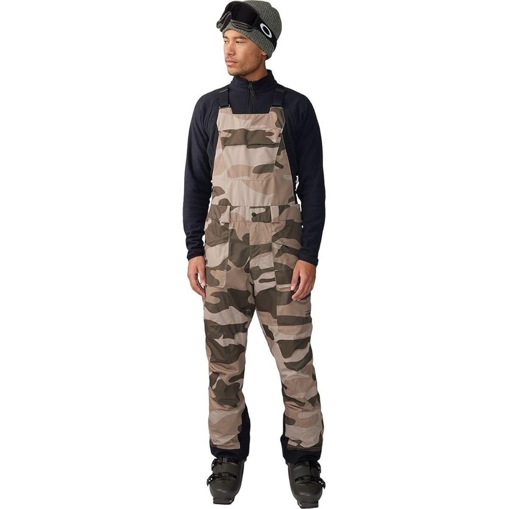 Mountain Hardwear Firefall Bib Mens Snow Ski Pants Overalls Large Camo OM8926